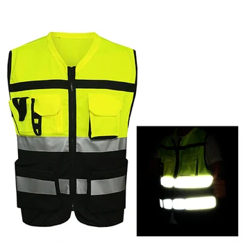 Жилет со светоотражающими полосками, Светоотражающий жилет, универсальная мотоциклетная куртка для кемпинга с несколькими карманами, дорожный жилет