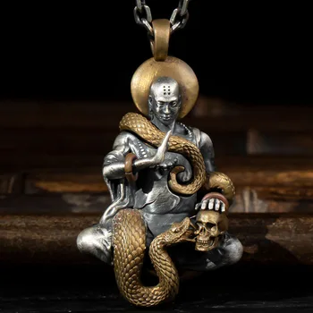 Буддизм Ювелирные изделия Кулон Ожерелье Змея Будда Ожерелье с черепом Мужская цепочка Хип-хоп ювелирные аксессуары Подарки