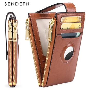 SENDEFN, винтажная кожаная сумка для карт, женская мультикарточная RFID-карта, модный женский кошелек большой емкости Zero Wallet 1387