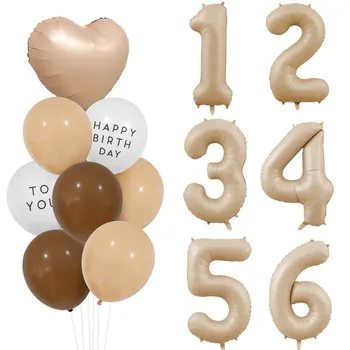 40-дюймовые воздушные шары кремового цвета с номерами 1-9, большой гелиевый шар из цифровой фольги, детский душ, украшение для вечеринки с Днем рождения, Свадебный воздушный шар