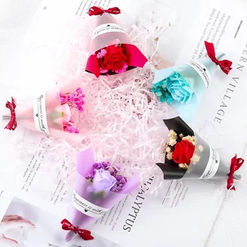 Мини-букет на День Святого Валентина, Искусственное цветочное пенное мыло, цветочный подарок для подруги, домашнее свадебное украшение Ручной работы