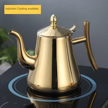 кухонный чайник из нержавеющей стали толщиной 1шт, золотисто-серебряный Чайник с заваркой, кофейник, индукционная плита, чайник для заваривания чая, чайник для воды