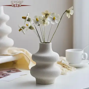 Простая керамическая ваза, декоративная ваза для цветов, декор комнаты, Цветочные вазы, Современное украшение дома, Интерьерная ваза, украшение рабочего стола