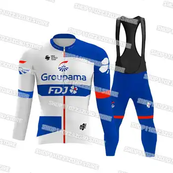 2023 Team Groupama FDJ Комплект Велосипедной Майки New White Blue Man Summer MTB Race Clothing Велосипедная форма Ropa Ciclismo с длинным рукавом