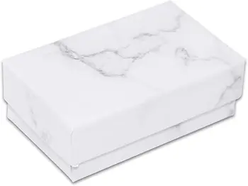 Подарочный футляр из 100 упаковок картона с хлопчатобумажным наполнителем - мраморный белый