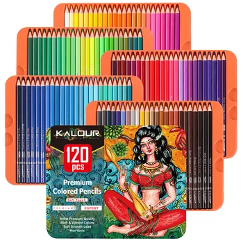 Профессиональные цветные карандаши KALOUR, набор цветов 50/72/120/180/240, мягкая основа для художников яркого цвета, идеально подходят для рисования эскизов