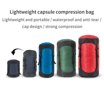 Водонепроницаемый компрессионный мешок для вещей, спальный мешок для кемпинга, легкая сумка для хранения, нейлоновый пакет на шнурке, Оборудование EDC