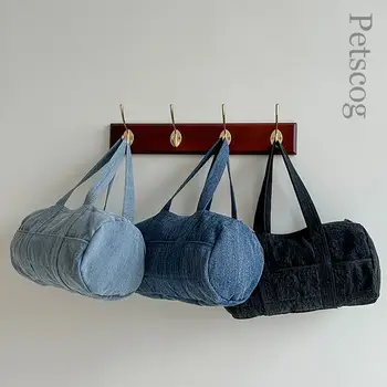 Джинсовые синие холщовые сумки-тоут Для женщин, простая дизайнерская сумочка большой емкости подмышками, модная женская сумка через плечо, сумки 2023, новинка