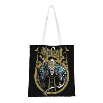 Модные сумки-тоут для покупок в стиле хэви-метал-рок-группы Horror Ghost, холщовая сумка для покупок из вторсырья, сумка для покупок через плечо