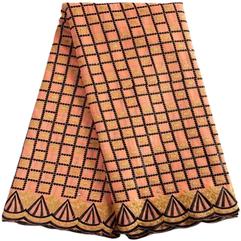 Африканская хлопчатобумажная кружевная ткань высокого качества 2023 года, вышитая кружевная ткань 5 ярдов, Нигерия, продается для пошива женского вечернего платья F3341