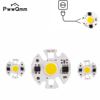 PwwQmm 220 В Светодиодный Чип 12 Вт 10 Вт 7 Вт 5 Вт 3 Вт Светодиодный COB Чип Лампа Smart IC Нет Необходимости В Драйвере Светодиодной Лампы для Прожектора Холодный белый Теплый белый