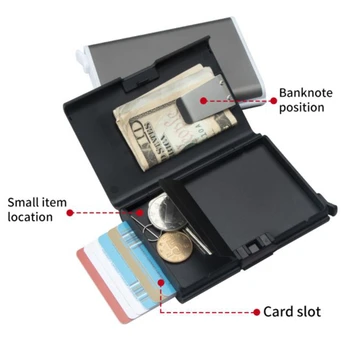 Деловой металлический Футляр для кредитных удостоверений личности, всплывающий Держатель для карт, Тонкий алюминиевый Минималистичный кошелек, RFID-карта для банковских ключей, кошелек для монет Для мужчин