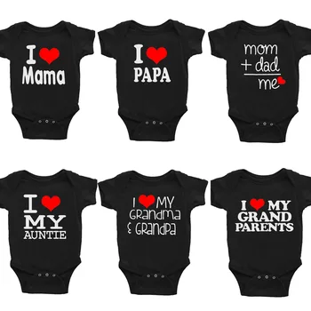 Комбинезоны для маленьких девочек, одежда для новорожденных, Повседневный комбинезон Love Papa Mama, костюм для новорожденных, одежда для мальчиков для младенцев