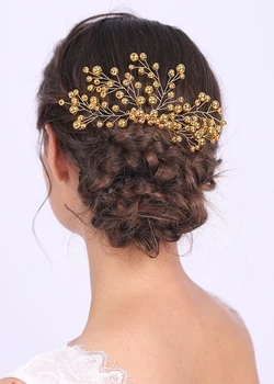 Золотые бусы Головные уборы Гребень для волос Китайские свадебные Аксессуары для волос Блестящие украшения для волос Благородное женское украшение