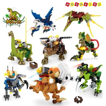 HOGOKIDS Динозавр Строительные Игрушки 8 Упаковок Вечерние Креативный Мир Динозавров 801 шт. Строительные Наборы Подарок на День Рождения для Детей в возрасте 6 7 8 9 10 11