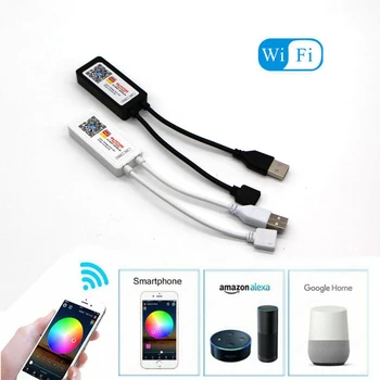 Smart Tuya WiFi RGB LED Контроллер Постоянного тока 5 В-24 В Amazon Alexa Google Voice iOS/Android APP Control DC / USB Интерфейс для полос RGB