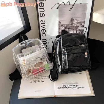 Мини-прозрачный женский рюкзак из модного ПВХ, милая школьная сумка для девочек, студенческие сумки для книг, прозрачный повседневный дорожный рюкзак