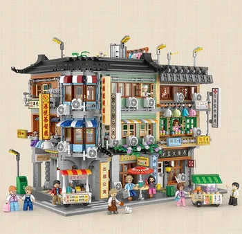 Строительные блоки LOZ, сцена с видом на город, кофейня, Архитектура розничного магазина, сборка модели, игрушка, Рождественский подарок для детей и взрослых
