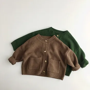Детская одежда в корейском стиле на осень-зиму 2021 года, однотонные свитера для малышей, вязаные кардиганы, пальто для будущих мам