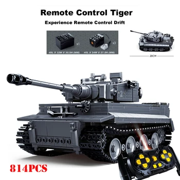 Пульт дистанционного управления Военный T14 Amata MK4 Tiger RC Основной боевой танк Строительные блоки Оружие Второй мировой войны Технический аккумулятор Кирпичи Детские игрушки