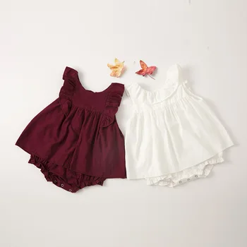 Летняя Одежда для новорожденных девочек, комбинезон без рукавов с оборками, комбинезон для малышей, одежда для малышей