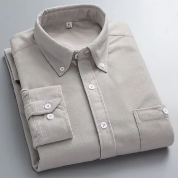 Мужская модная рубашка из 100% чистого хлопка Тенденции одежды Рубашка с длинным рукавом для мужчин Рубашка на пуговицах Мужская одежда с длинным рукавом