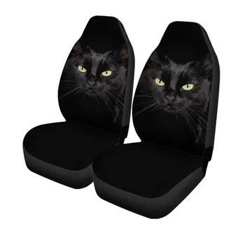 Чехлы для автомобильных сидений с принтом Черного кота, Персонализированные чехлы для сидений, комплект из 2 чехлов для автомобильных сидений, протектор для автомобильных сидений, обивка автомобильных сидений