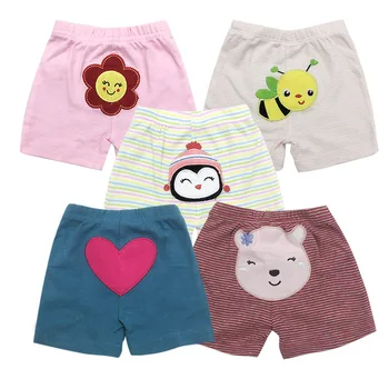 [3/4 / 5 шт. /лот, разные цвета] Летние шорты для маленьких мальчиков и девочек, шорты для новорожденных из мультфильма, 100% хлопковые штаны для малышей, одежда для младенцев
