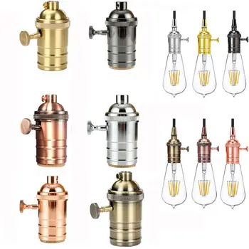 Винтажный держатель лампы Edison, Розетка промышленного освещения С выключателем, Цоколь лампы E27, Винтовая розетка для лампы
