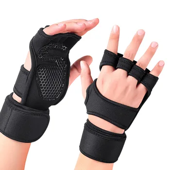 Спортивные перчатки для кросс-тренировок с поддержкой запястья для занятий фитнесом, тяжелой атлетикой в тренажерном зале и пауэрлифтингом - Силиконовая подкладка