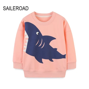 SAILEROAD 2022 Новая одежда для мальчиков 2-7 лет, хлопковая верхняя одежда, детские топы с мультяшной акулой, толстовки с капюшоном для девочек и малышей