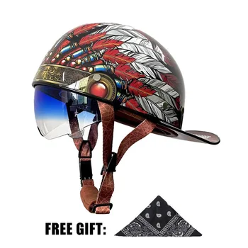 Бейсболка 2023, шлем для езды на велосипедах, Винтажные Ретро-шлемы, Летний скутер с открытым лицом, Круизер, Чоппер DS с ветровым стеклом