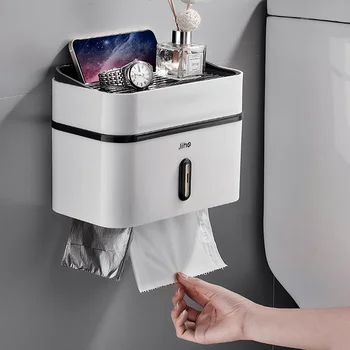 Контейнер для туалетных салфеток Настенный Водонепроницаемый ящик для хранения рулонной бумаги Органайзер для ванной Комнаты Держатель туалетной бумаги Полка