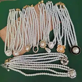 Жемчужное ожерелье, ожерелье, белое черное, Хепберн, ветер, восстанавливающий древние пути, набор, ожерелье из искусственного жемчуга, ожерелье, платье ципао