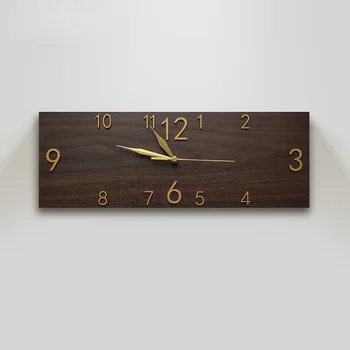 Европейский стиль ретро деревянные прямоугольные настенные часы гостиная кабинет домашние креативные часы индивидуальность часы в стиле ар-деко без звука