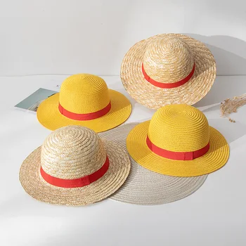 Соломенная шляпа Луффи, кепки для косплея из аниме-мультфильма, аксессуары, летняя солнцезащитная шляпа, родительско-детская шляпа, шляпа Луффи для женщин, мужчин