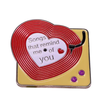 Виниловая пластинка в форме сердца, значок для проигрывателя, музыкальная булавка miss songs, винтажная коллекция произведений искусства в стиле китч
