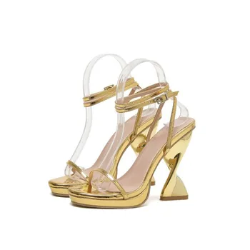 Босоножки Champage на высоком каблуке с ремешком и пряжкой, женская летняя обувь на платформе, размер 42, вечерние сандалии, пикантные модные женские туфли на каблуках
