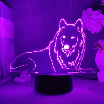 Волк 3D Лампа с животными, украшение детской спальни, Ночник, Креативный подарок на День Рождения ребенка, светодиодные настольные лампы, домашние гаджеты для собак Хаски