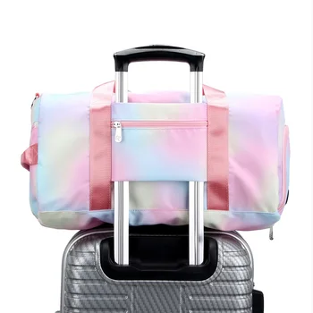 2023 Водонепроницаемая спортивная сумка большой емкости, дорожные сумки для женщин в корейском стиле с отдельной сумкой для обуви, спортивная сумка через плечо с радужным принтом