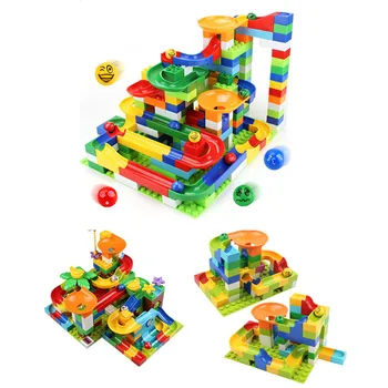 Большой мраморный набор строительных блоков для беговых дорожек, совместимый с лабиринтом, строительные развивающие игрушки для детей, Рождественский подарок