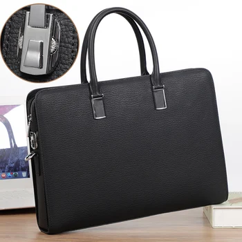 Роскошная брендовая Мужская сумка для ноутбука из натуральной кожи, портфель, модные мужские деловые сумки, кожаная сумка-мессенджер, сумка с паролем на замке