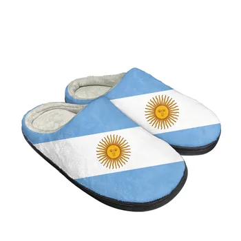 Домашние хлопковые тапочки с Аргентинским флагом, Изготовленные на заказ, Мужские и женские сандалии, Аргентина, Плюшевая Повседневная обувь для спальни, Сохраняющая тепло, Термальные тапочки