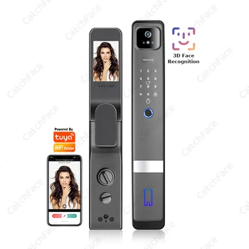 Электронный отпечаток пальца TUYA, цифровой дверной замок, камера для просмотра дверей, распознавание лиц, разблокировка встроенного дверного звонка