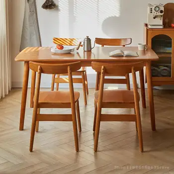 Обеденный стол из массива дерева, обеденный стол для маленькой квартиры, офисный стол, сочетание обеденного стола и стула вишневого дерева