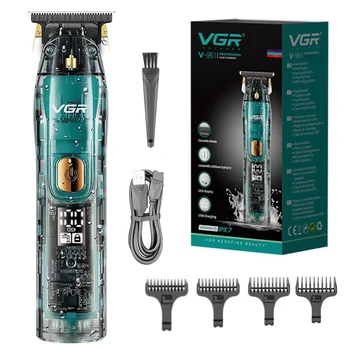 Оригинальный профессиональный триммер для волос VGR для мужчин, электрический триммер для бороды, перезаряжаемая машинка для стрижки волос, моющийся набор для стрижки в парикмахерской
