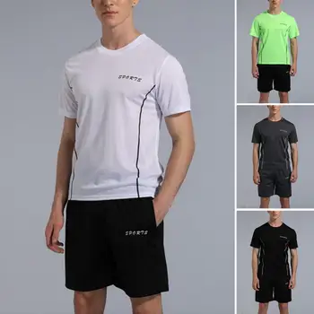 Летний мужской комплект из двух предметов 2023, спортивный костюм, повседневная футболка и шорты, мужской спортивный костюм, модный спортивный костюм с коротким рукавом