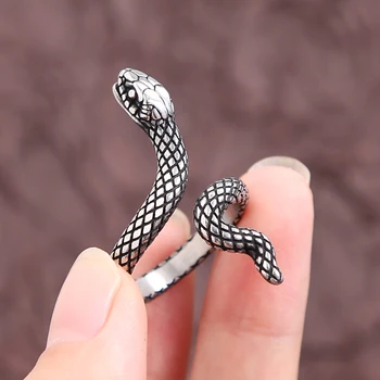 Новый дизайн, Простое Винтажное кольцо-змея из нержавеющей стали Для мужчин, женщин, Кольца с животными в стиле Готический Панк, Модные украшения для вечеринок, Регулируемые