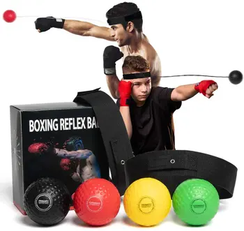 Набор боксерских рефлекторных мячей с силиконовой повязкой, 3 уровня сложности, тренировка скорости ударов, навыков боя и зрительно-моторной координации.