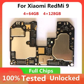 Для материнской платы Xiaomi RedMi 9 Оригинальная разблокированная логическая плата Основная печатная плата с полными чипами Система Android 4 + 64 ГБ 4 + 128 ГБ